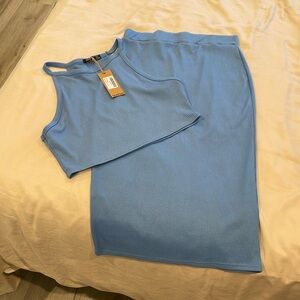 Boohoo Blue Ribbed Set